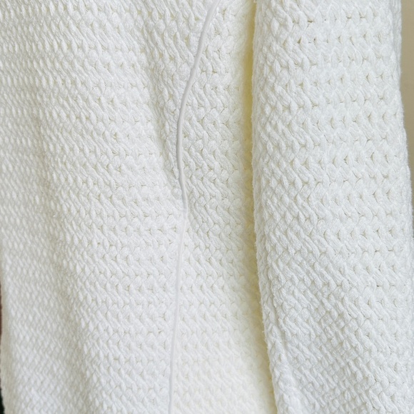 😍 Gorgeous + Unique 🤩 |  AMS Pure Cream White Leather Cotton Knit Jacket 8 - Picture 8 of 15